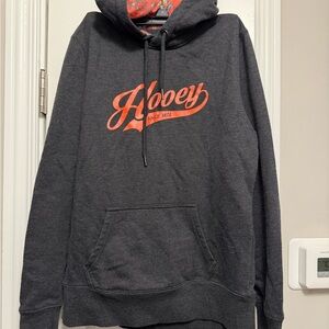 Hooey Charcoal Hoodie with Vibrant Orange Logo